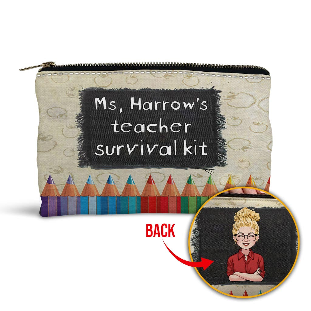 Teacher Survival Kit Pencil Case - Personalized Teacher Pouch