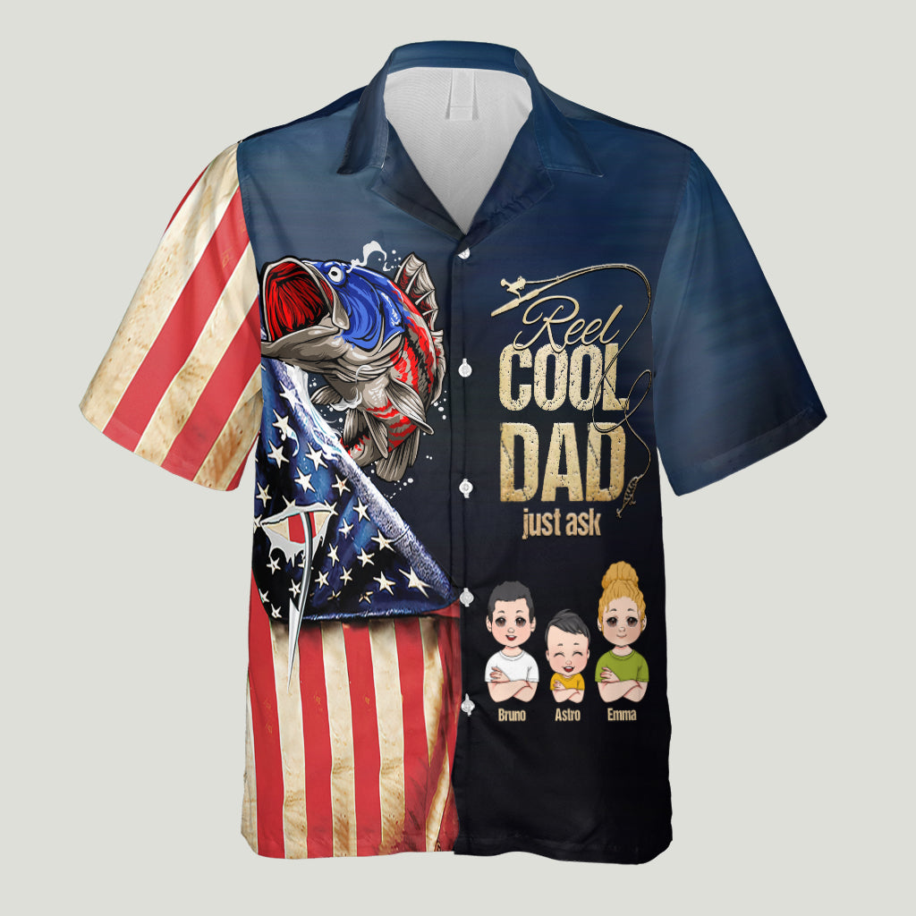 Reel Cool Dad - Personalized Fishing Hawaiian Shirt