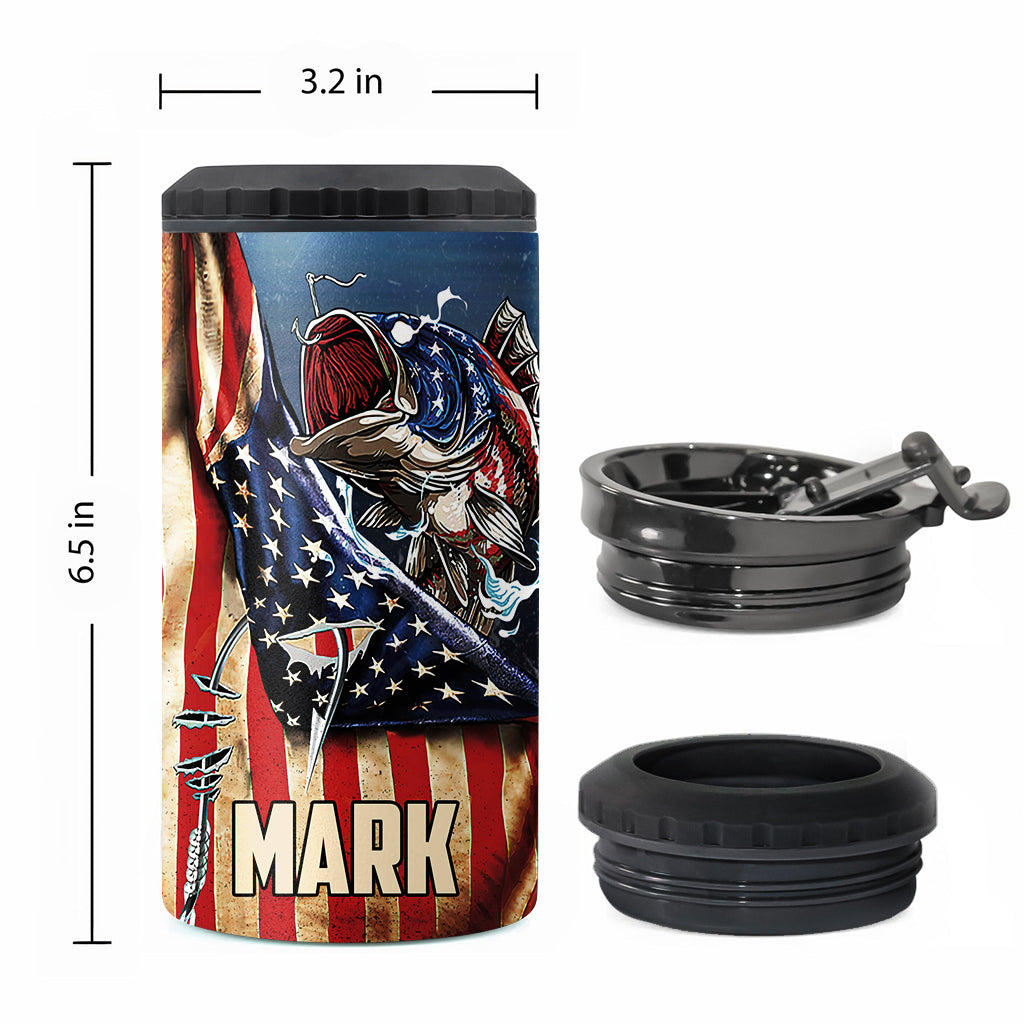 Patriotic Reel Cool Dad - Personalized Fishing Can Cooler