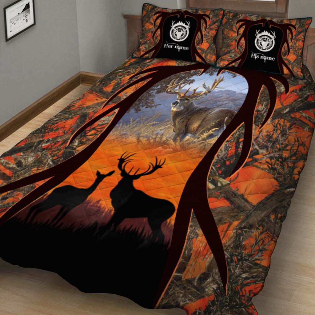 Hunting Couple - Personalized Quilt Set 1121