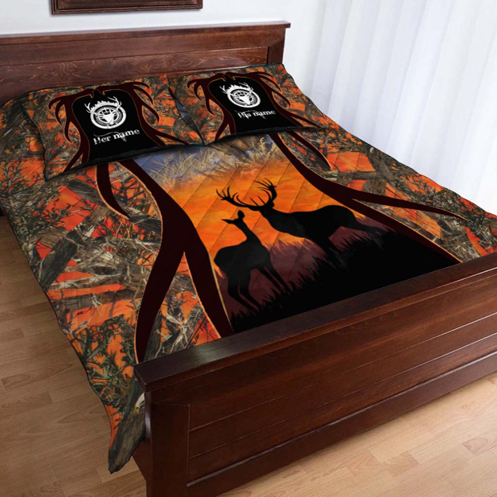 Hunting Couple - Personalized Quilt Set 1121