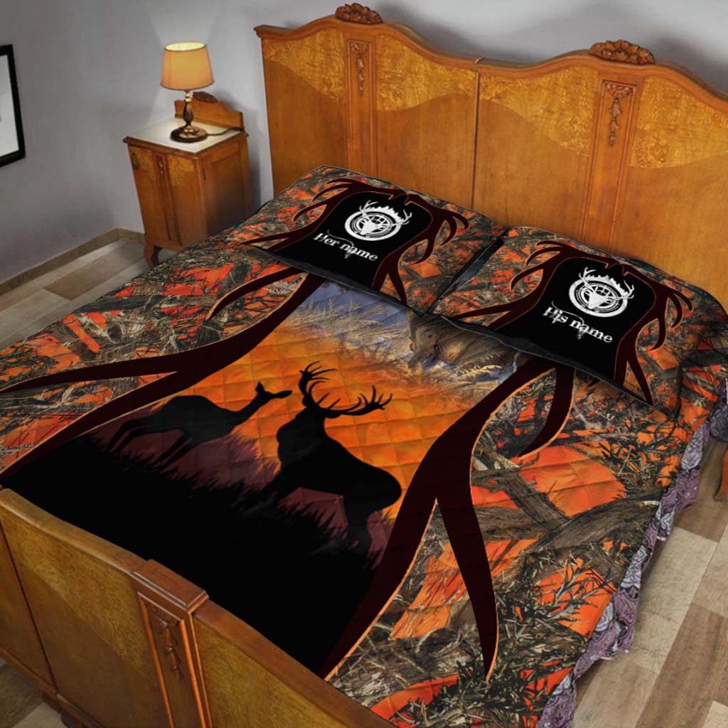 Hunting Couple - Personalized Quilt Set 1121