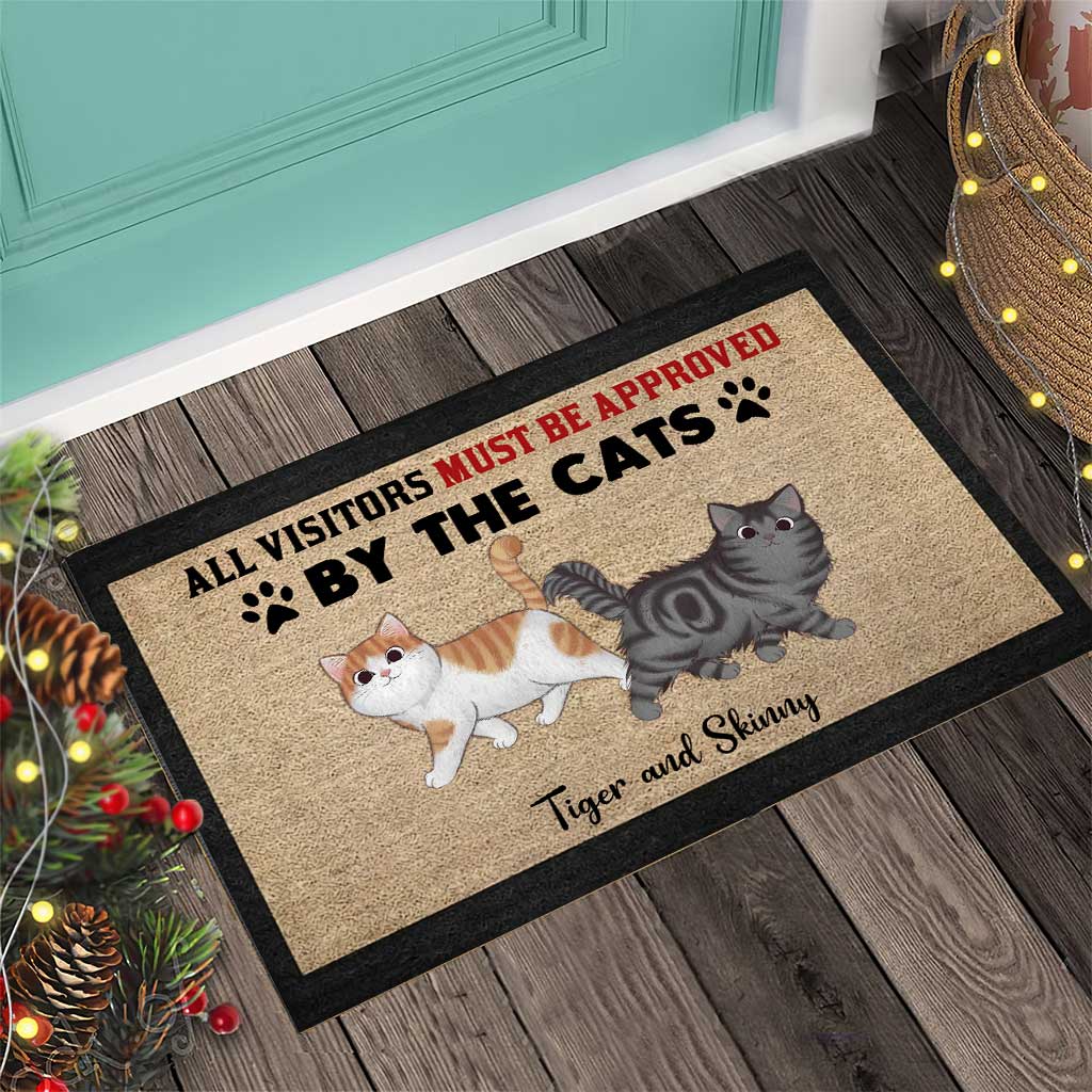 All Visitors Must Be Approved By Cats - Personalized Cat Doormat