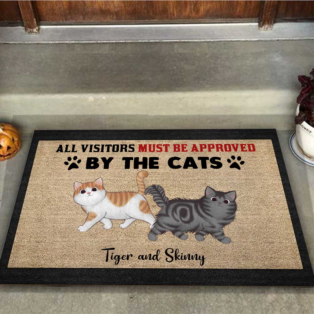 All Visitors Must Be Approved By Cats - Personalized Cat Doormat