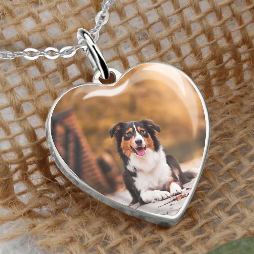 When I Close My Eyes - Personalized Christmas Dog Heart Pendant Necklace