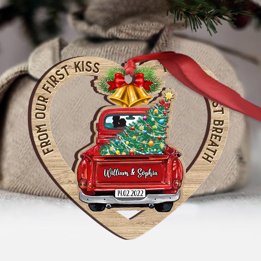 From Our First Kiss - Personalized Christmas Couple Ornament (Printed On Both Sides)