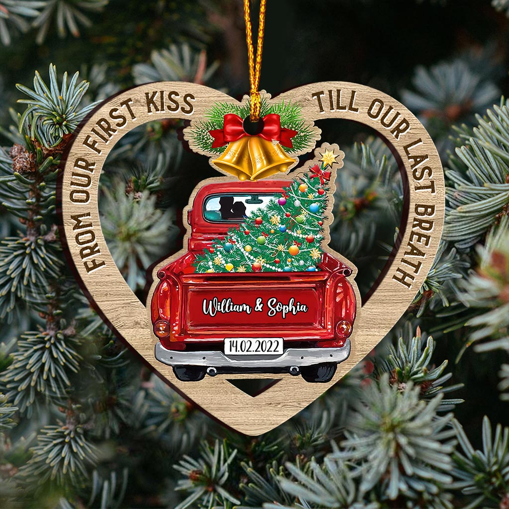 From Our First Kiss - Personalized Christmas Couple Ornament (Printed On Both Sides)