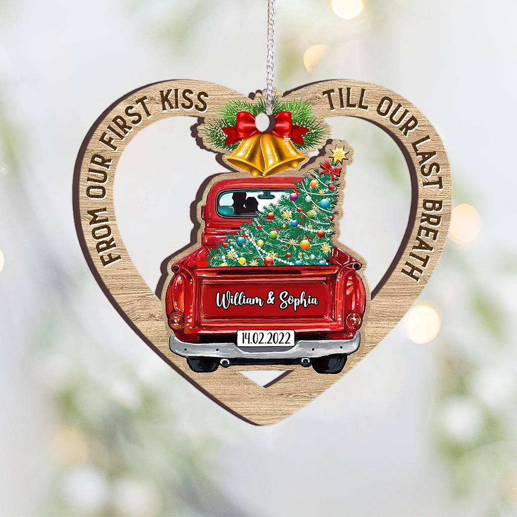 From Our First Kiss - Personalized Christmas Couple Ornament (Printed On Both Sides)