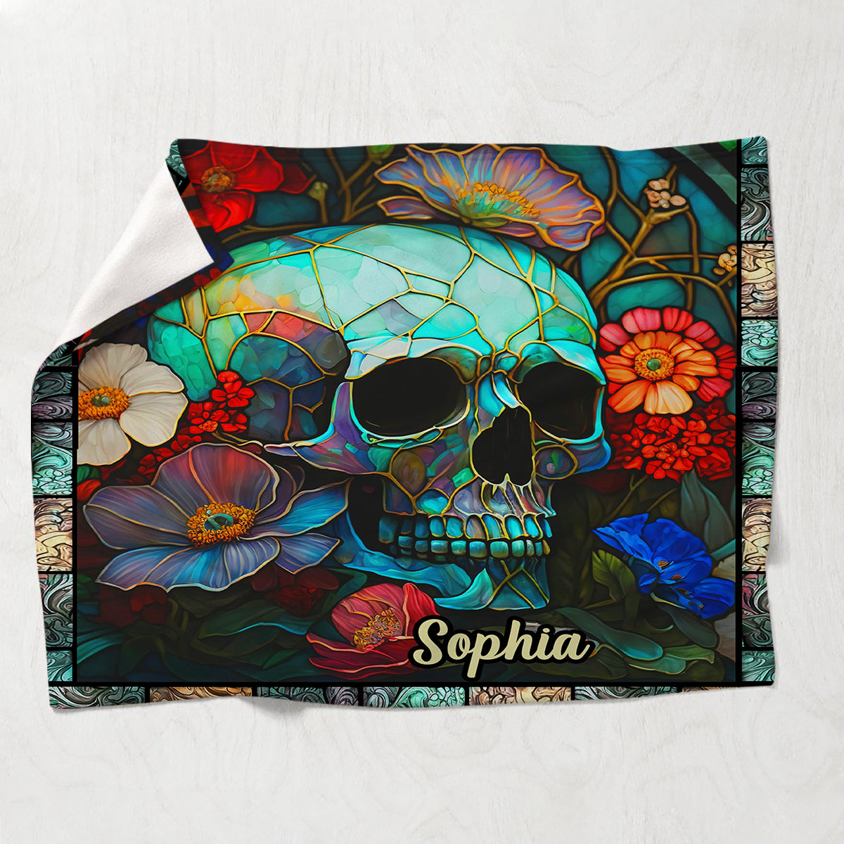 Floral Skull - Personalized Skull Blanket