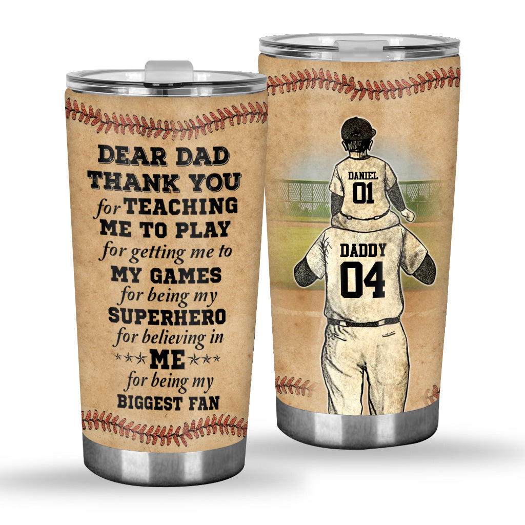 Thank You Dad My Biggest Fan - Personalized Baseball Tumbler