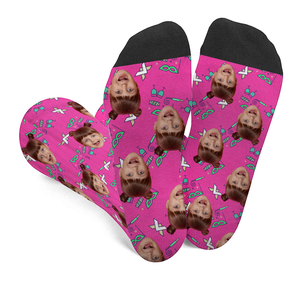 Custom Face Party Pattern - Personalized Daughter Socks