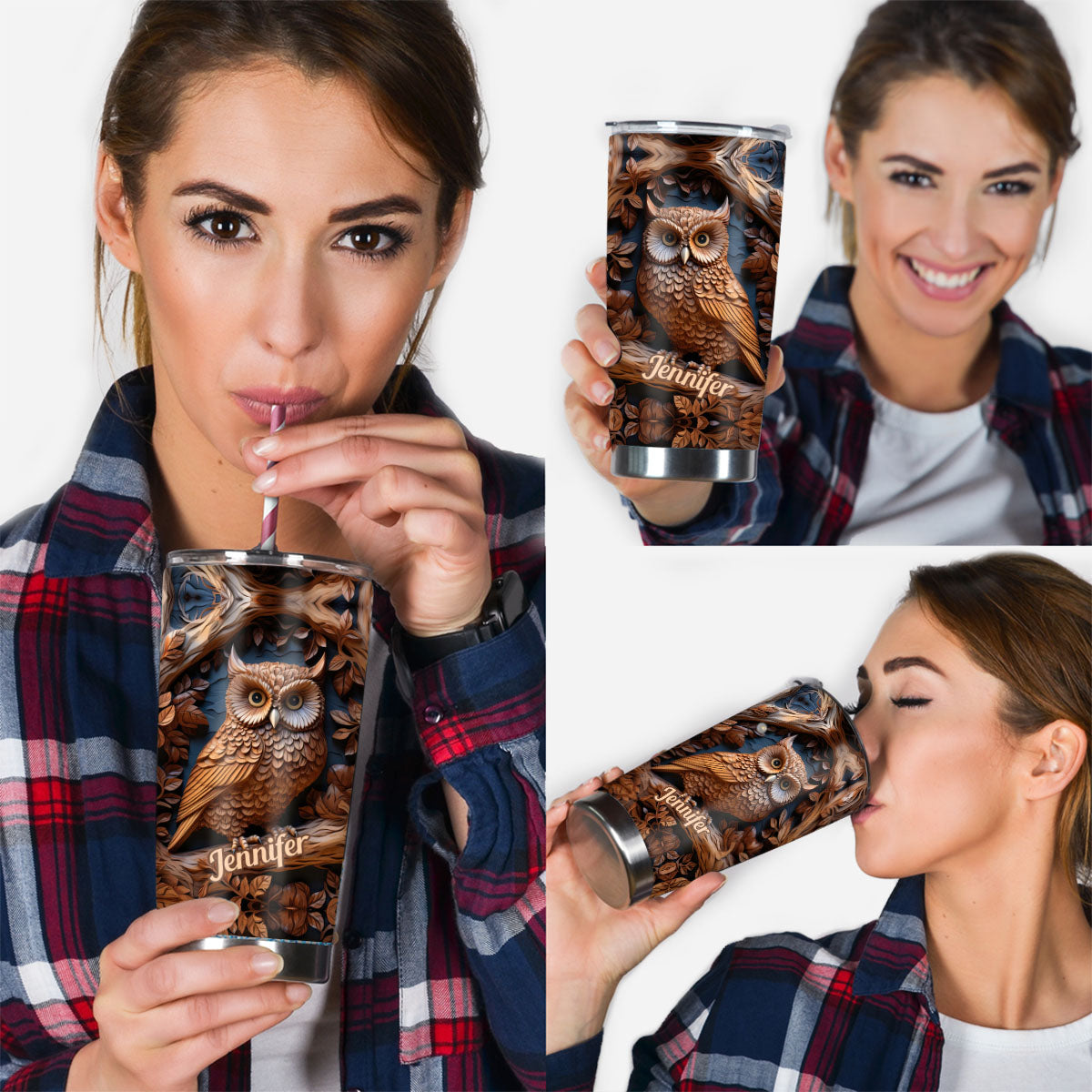 Just A Girl Who Loves Owls - Personalized Owl Tumbler