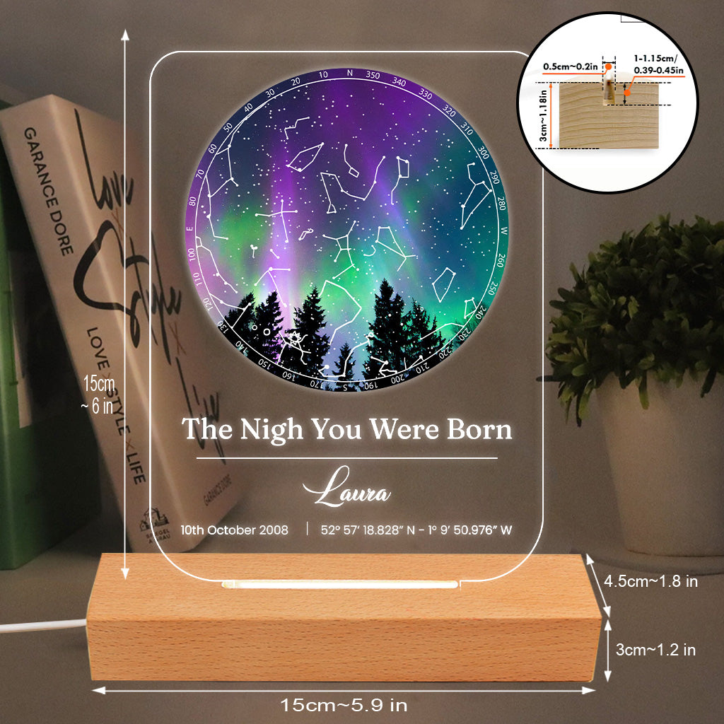 The Day You Were Born - Personalized Birthday Shaped Plaque Light Base