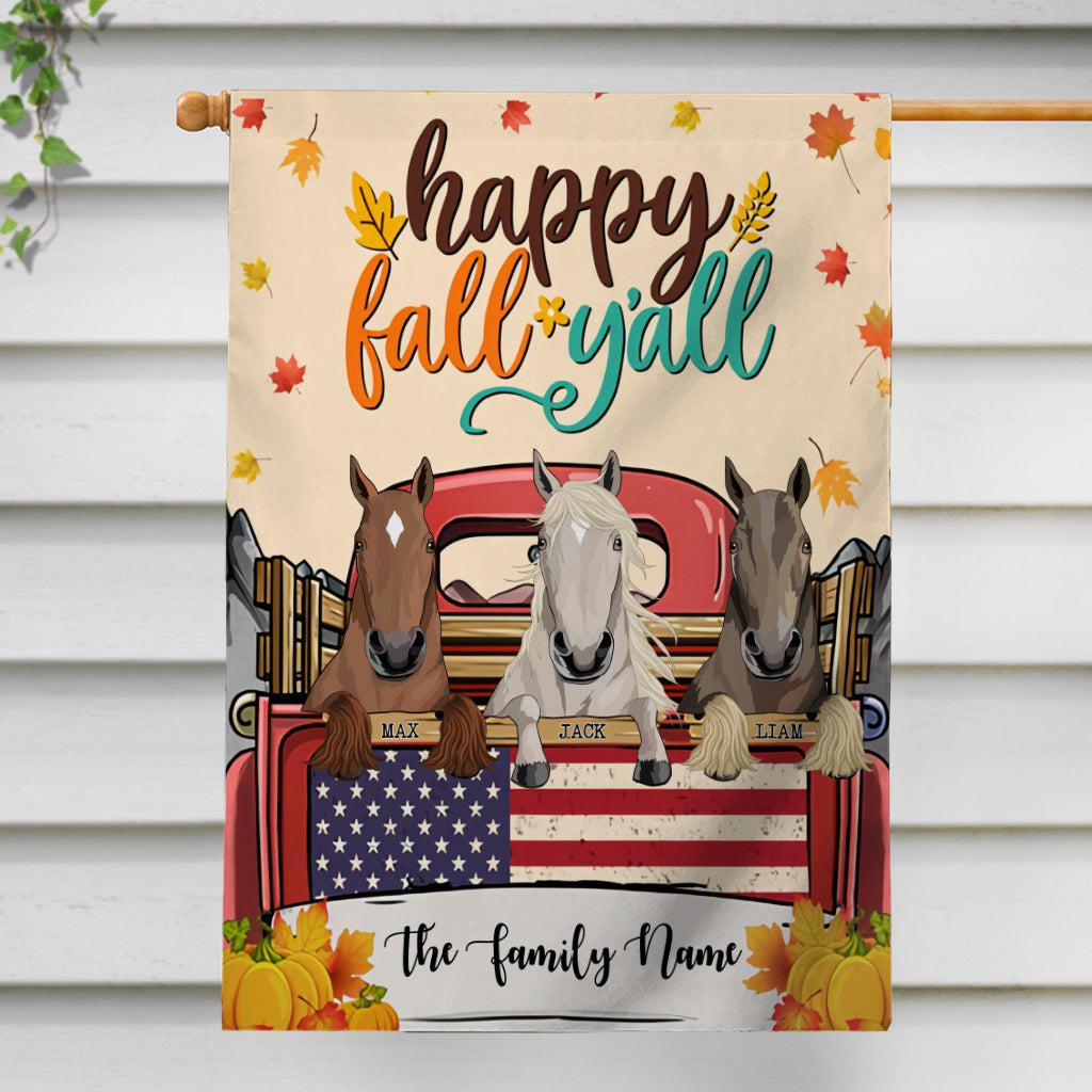 Happy Fall Y'all - Personalized Horse House Flag