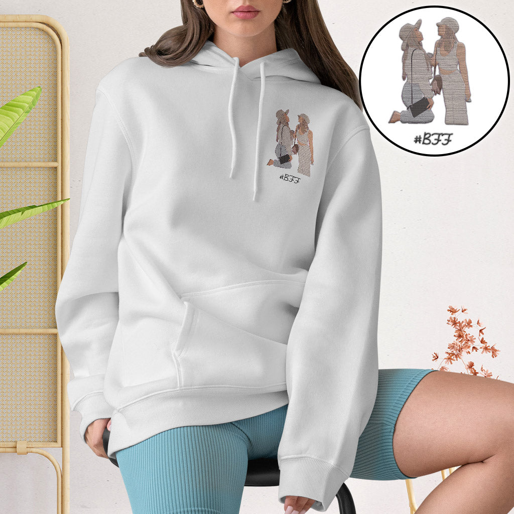 Custom 2D Photo - Personalized Bestie Embroidered Hoodie