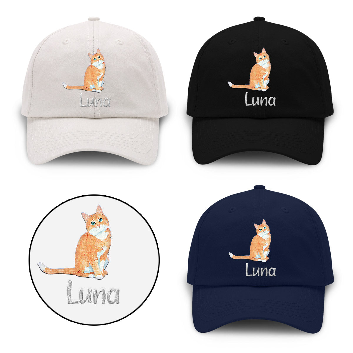 Custom 2D Photo - Personalized Cat Embroidered Classic Cap