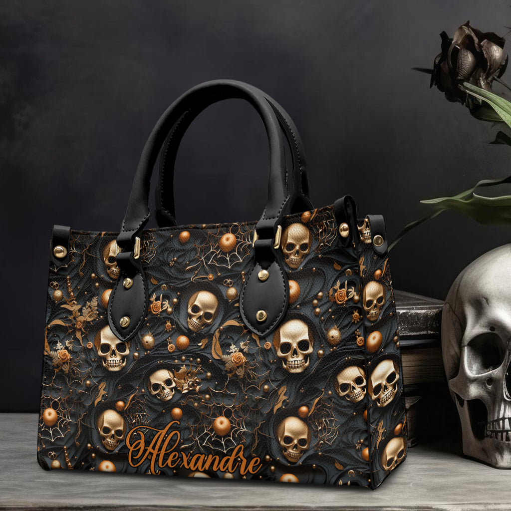 Gold Skull - Personalized Skull Leather Handbag