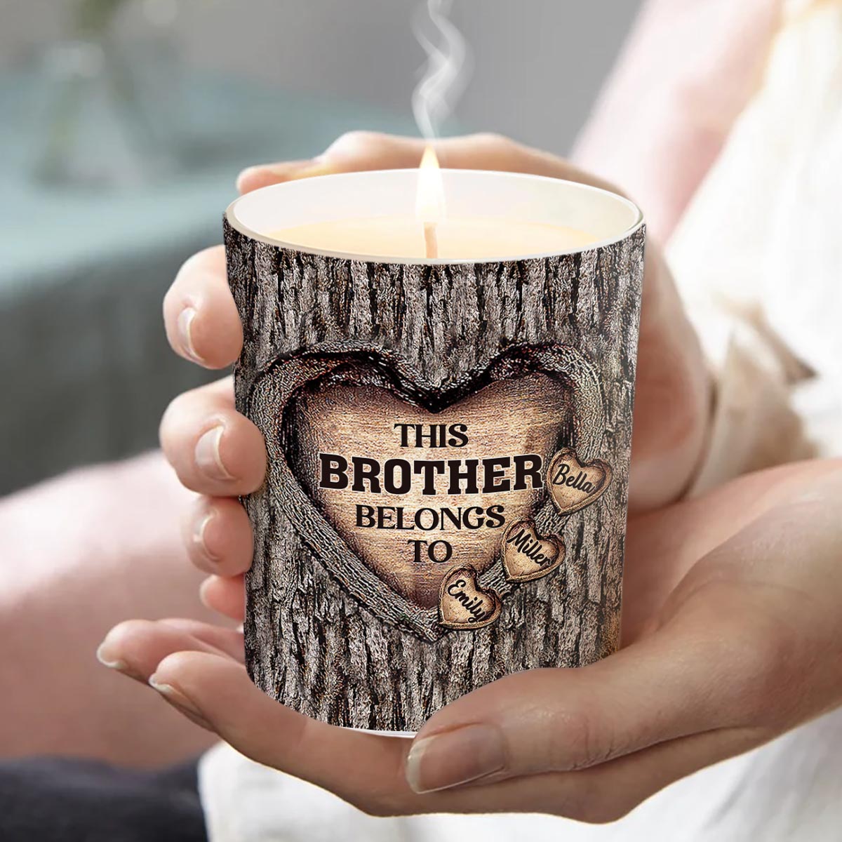 Dad's Heart - Gift for dad, grandma, grandpa, mom, uncle, aunt, brother, sister - Personalized Candle With Wooden Lid