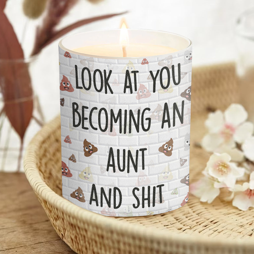 Becoming An Aunt - Personalized Aunt Candle With Wooden Lid