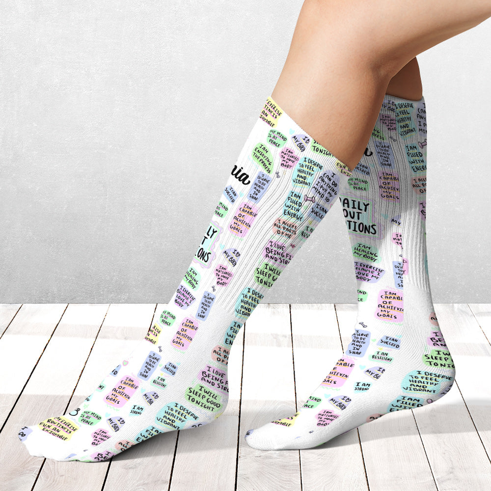 My Daily Workout Affirmations - Personalized Fitness Socks