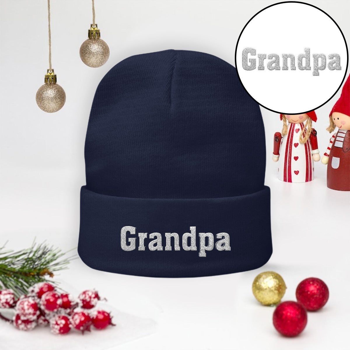 Custom Name - Personalized Grandpa Embroidered Beanie