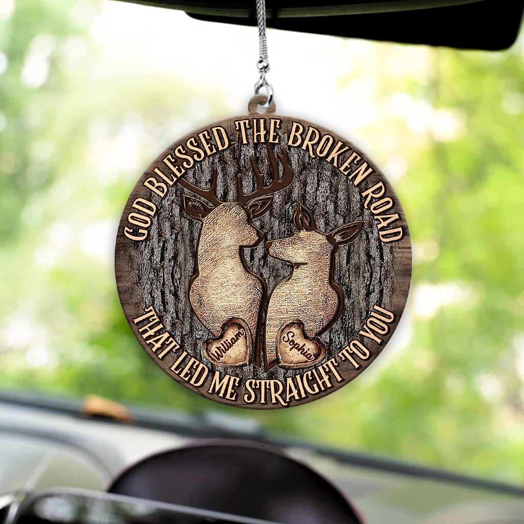 Discover God Blessed The Broken Road - Personalized Couple Acrylic Car Hanger