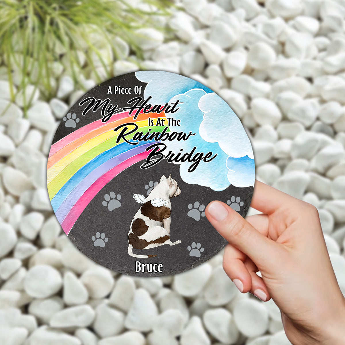 A Piece Of My Heart - Personalized Dog Round Shaped Stone