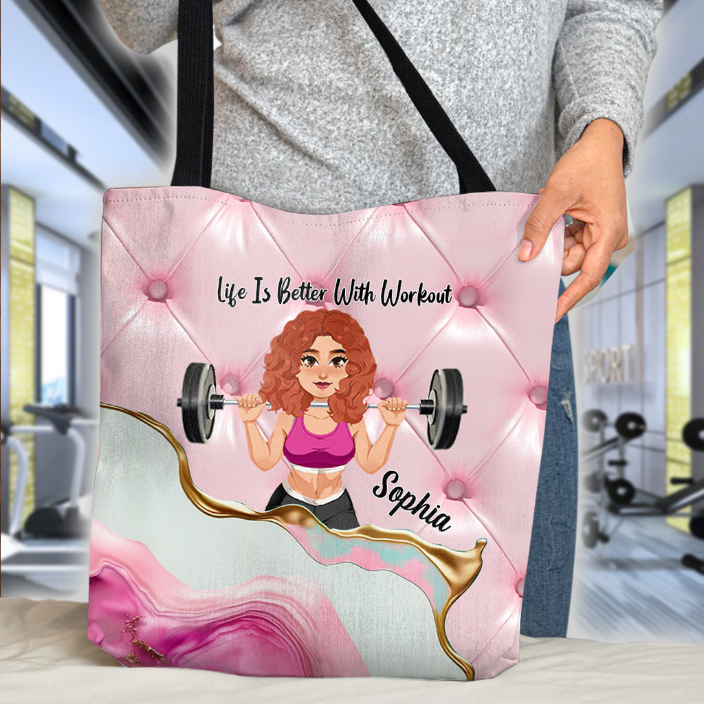 Life Is Better With Workout - Personalized Fitness Tote Bag