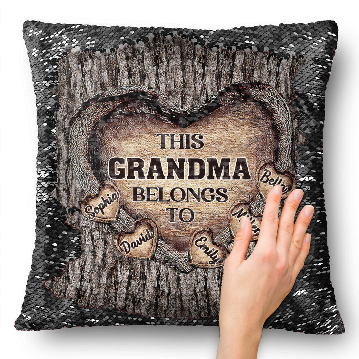 This Grandma Mom Mimi Nana Gigi Belongs To - Gift for grandma - Personalized Sequin Pillow Cover