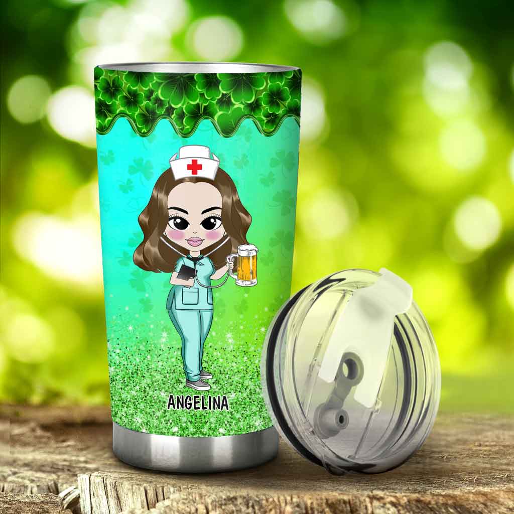 Safety First Drink With A Nurse - Personalized St. Patrick's Day Tumbler