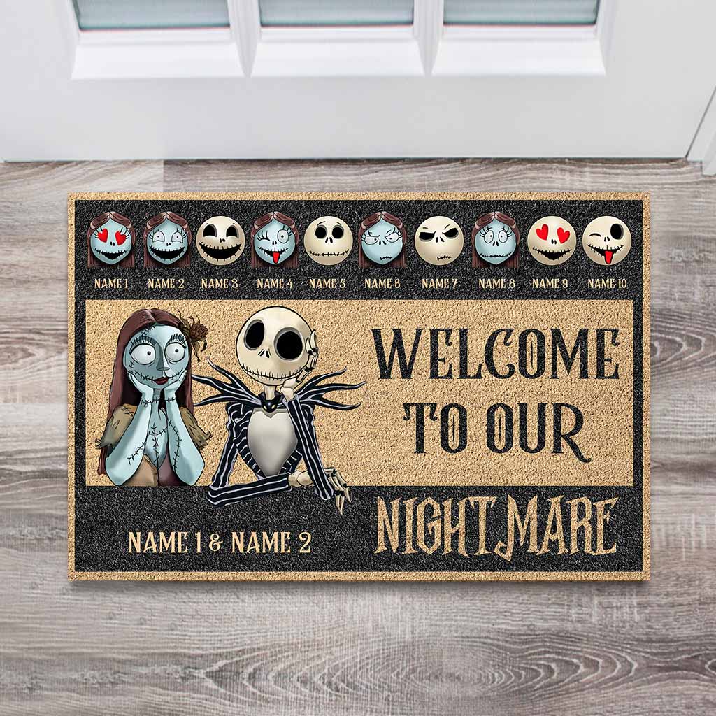 Welcome To Our Nightmare - Personalized Mother's Day Father's Day Nightmare Doormat With Coir Pattern Print