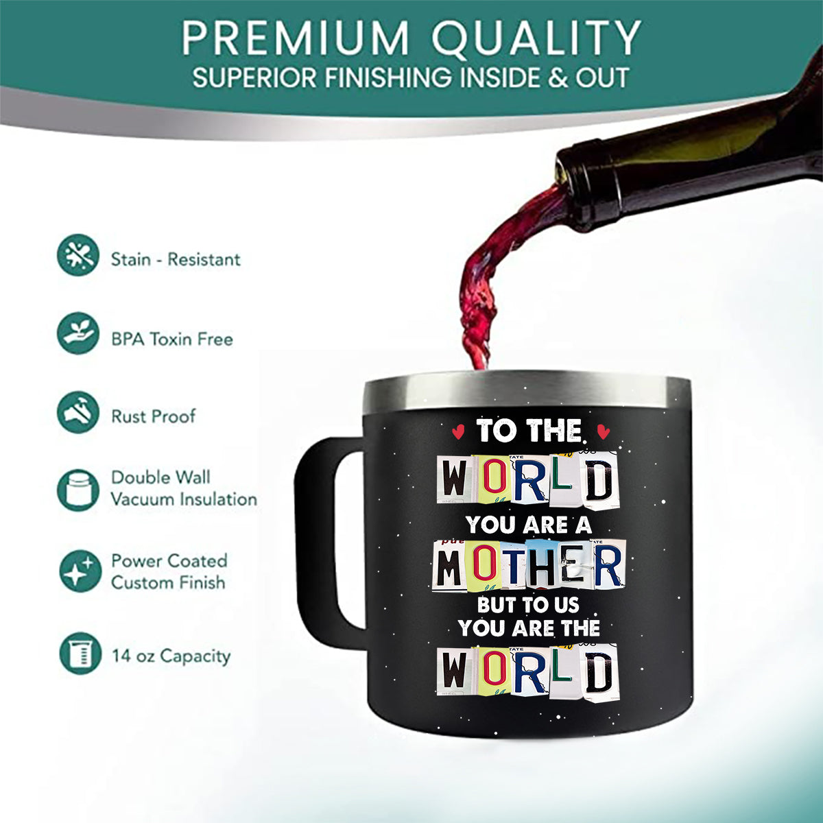 To Me You Are The World - Personalized Mother's Day Father’s Day Insulated Coffee Mug Travel Tumbler