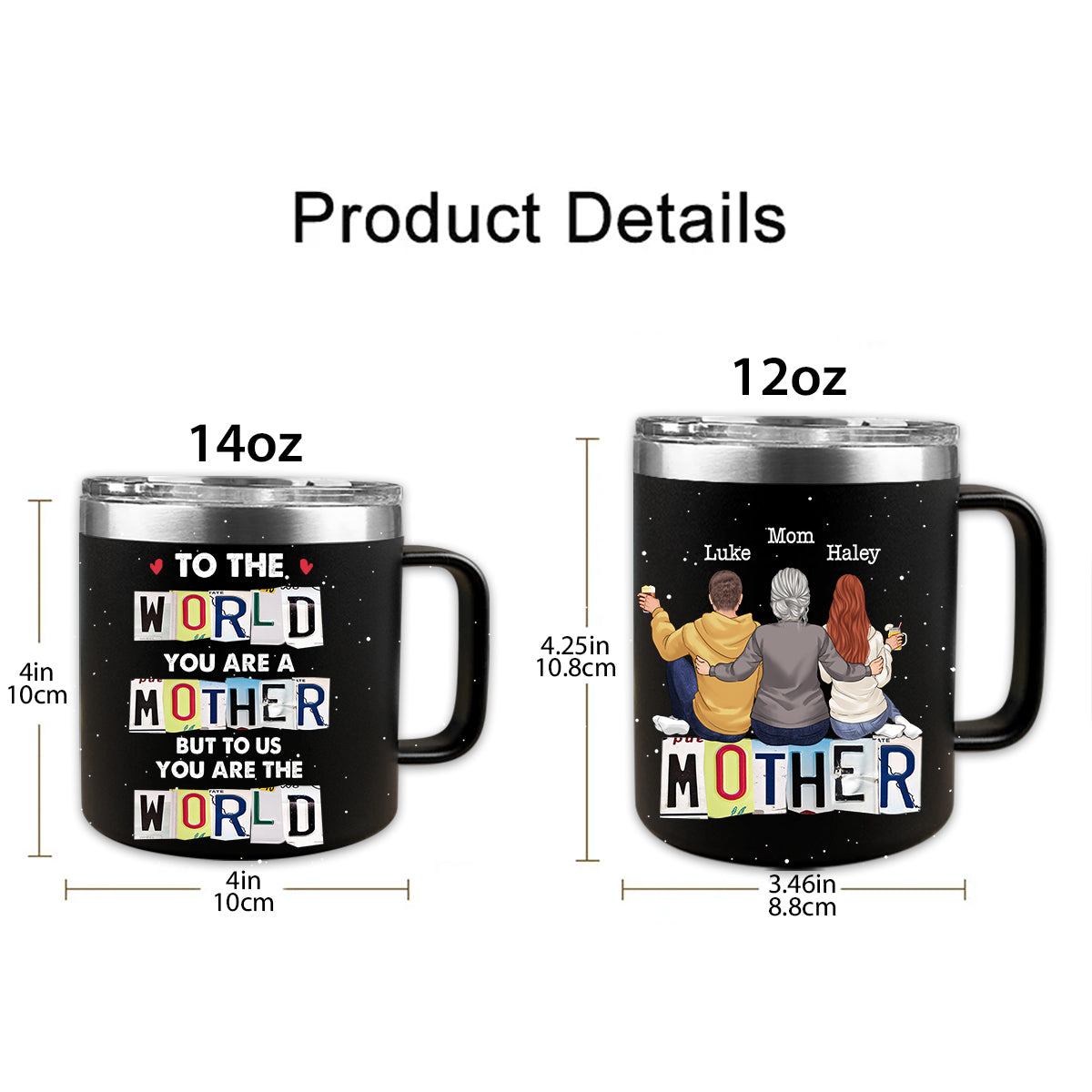To Me You Are The World - Personalized Mother's Day Father’s Day Insulated Coffee Mug Travel Tumbler