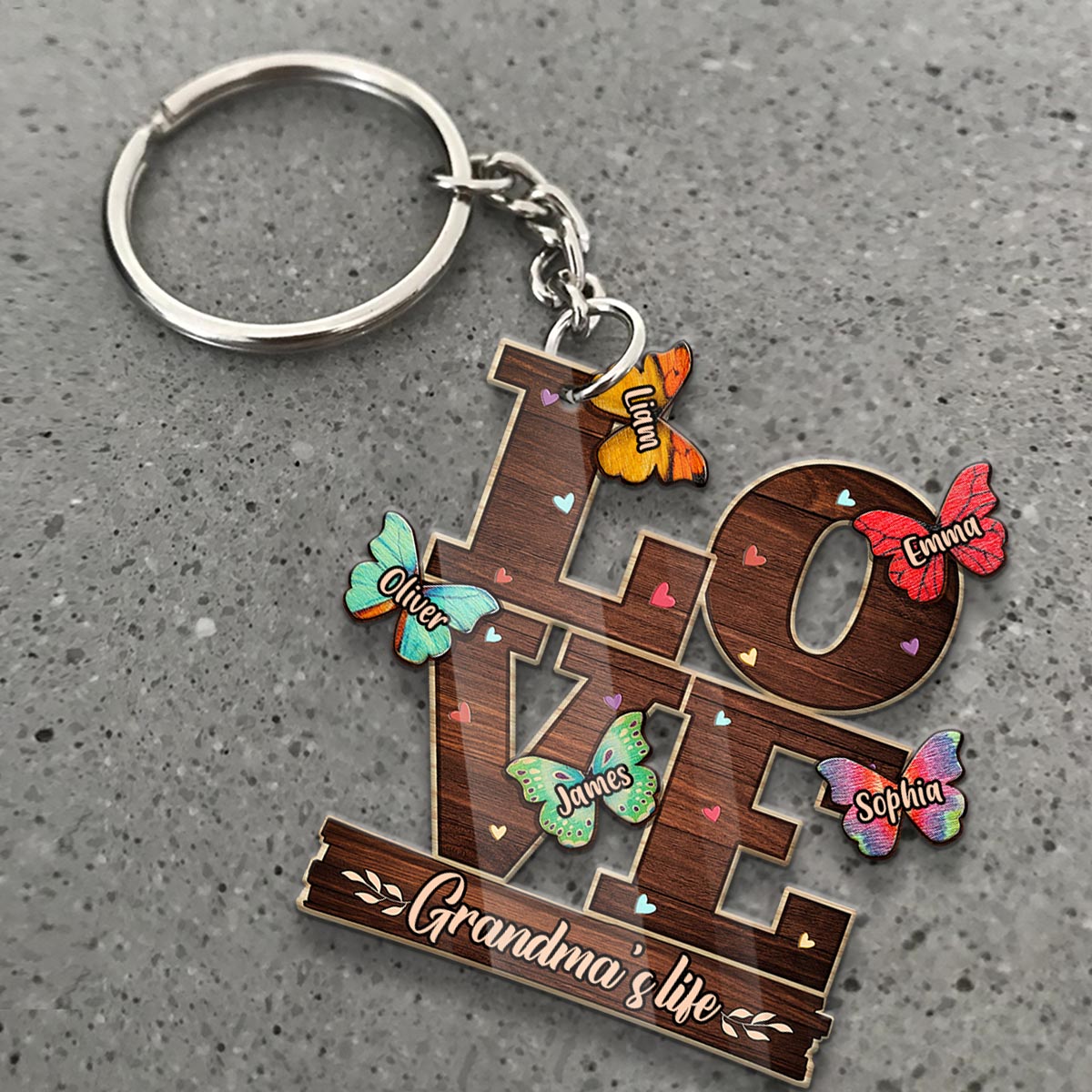 Love - Personalized Grandma Keychain (Printed On Both Sides)