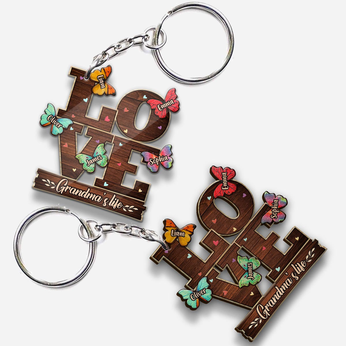 Love - Personalized Grandma Keychain (Printed On Both Sides)