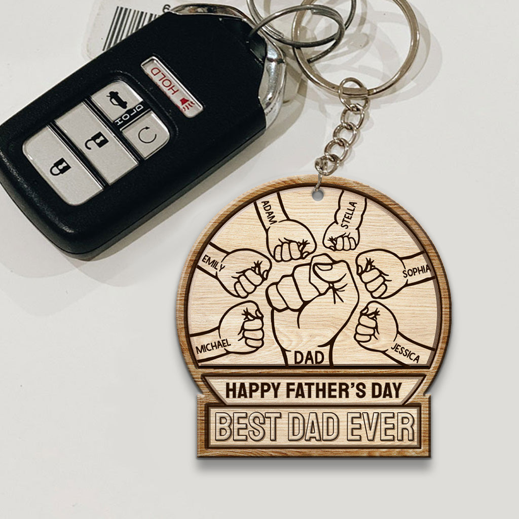 Best Dad Ever - Personalized Father's Day Father Keychain (Printed On Both Sides)