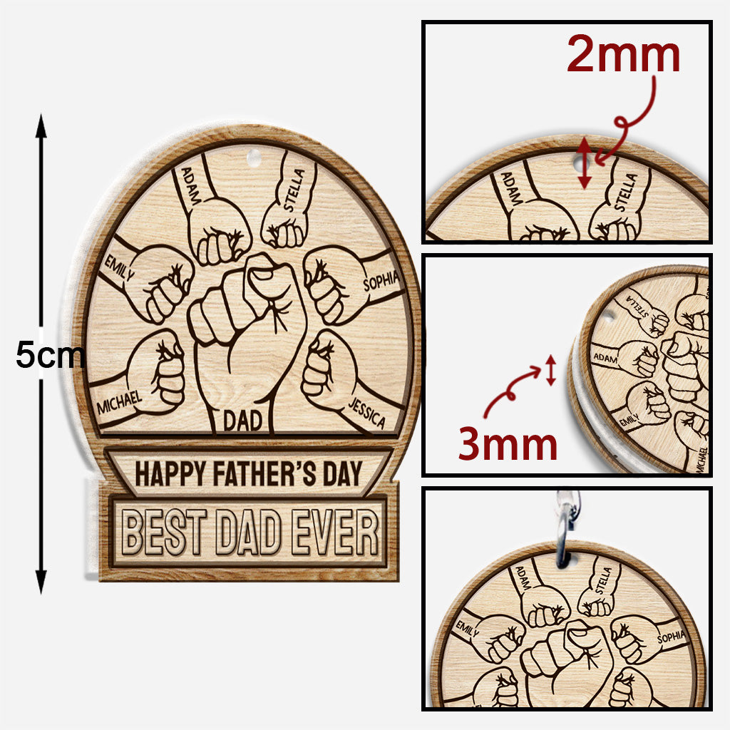 Best Dad Ever - Personalized Father's Day Father Keychain (Printed On Both Sides)