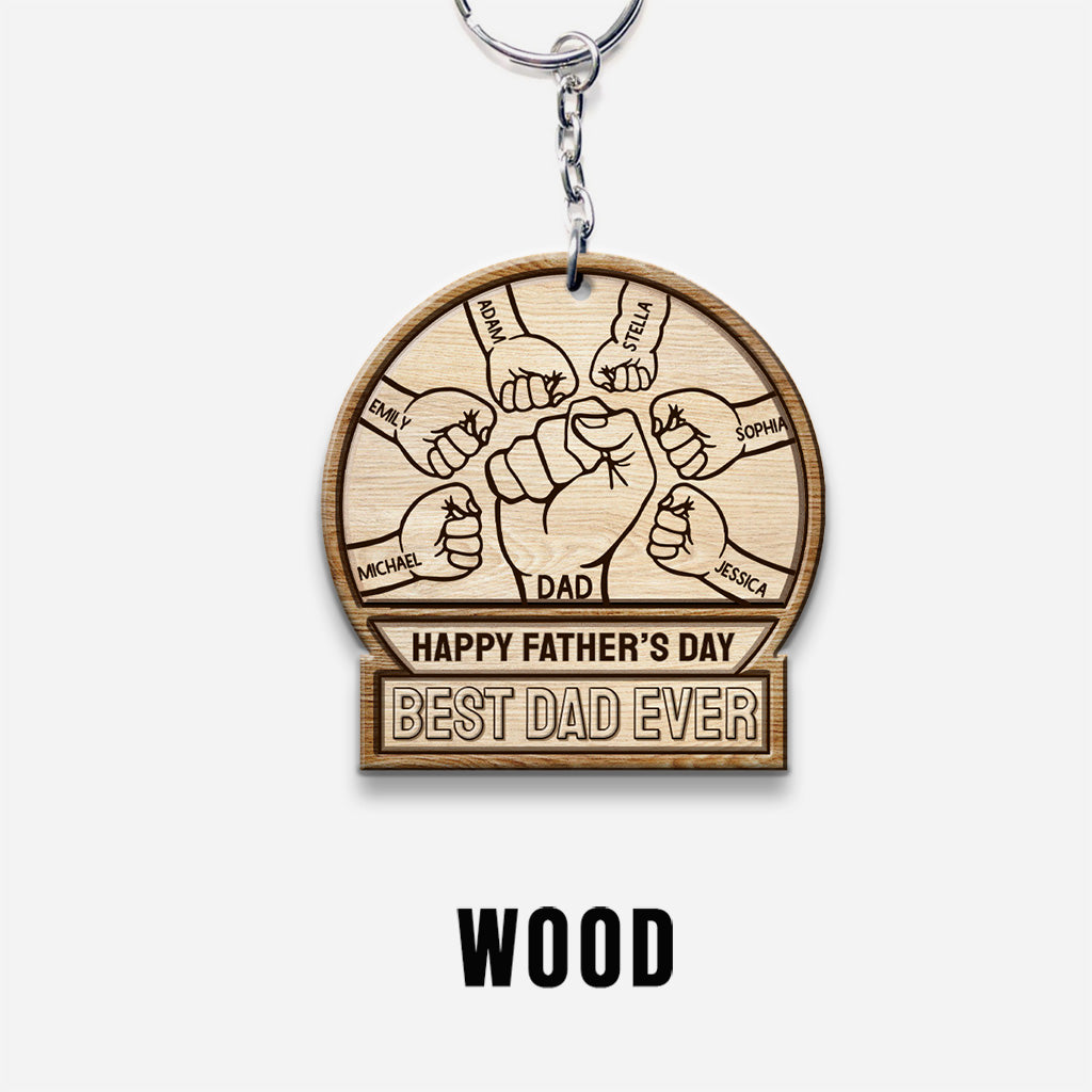 Best Dad Ever - Personalized Father's Day Father Keychain (Printed On Both Sides)