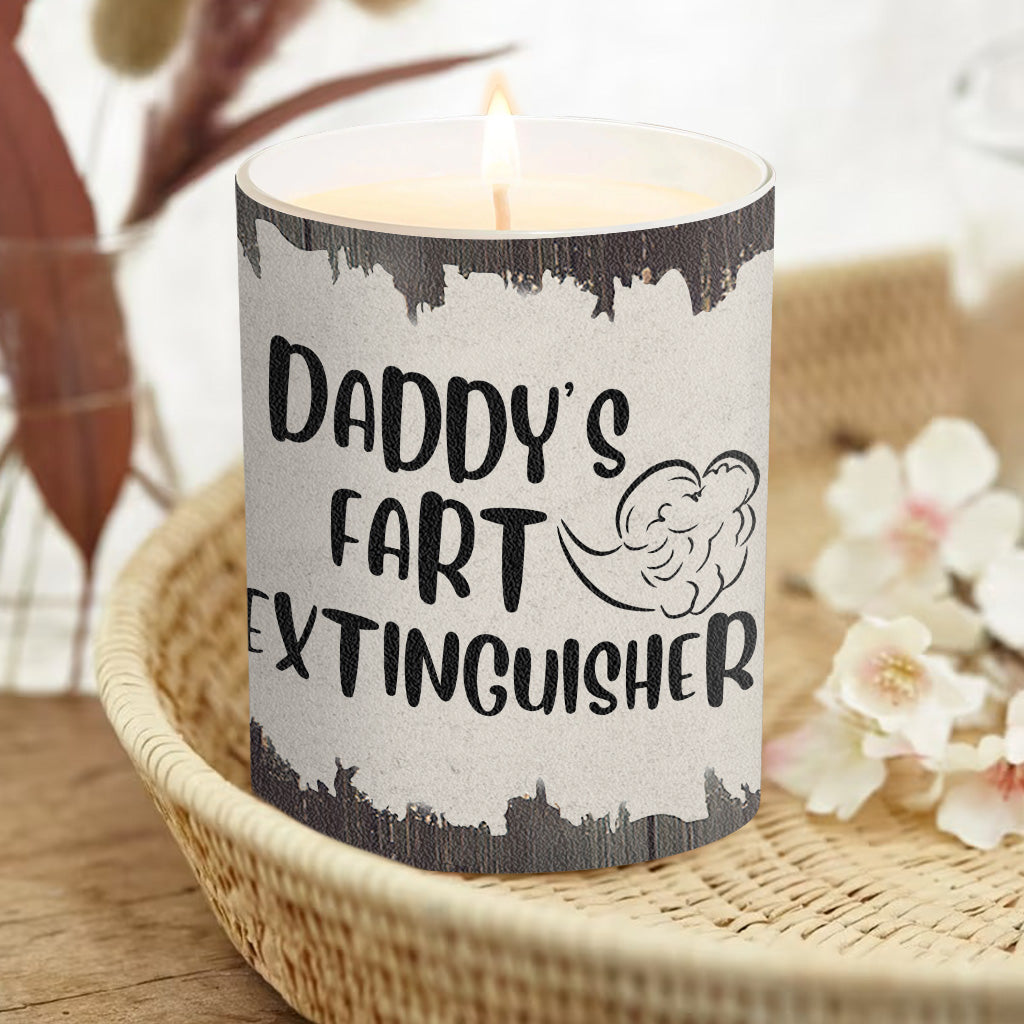 Fart Extinguisher - Gift for dad, grandma, grandpa, mom, uncle, aunt, son, daughter, brother, sister, granddaughter, grandson, husband, wife, boyfriend, girlfriend, friend - Personalized Candle With Wooden Lid