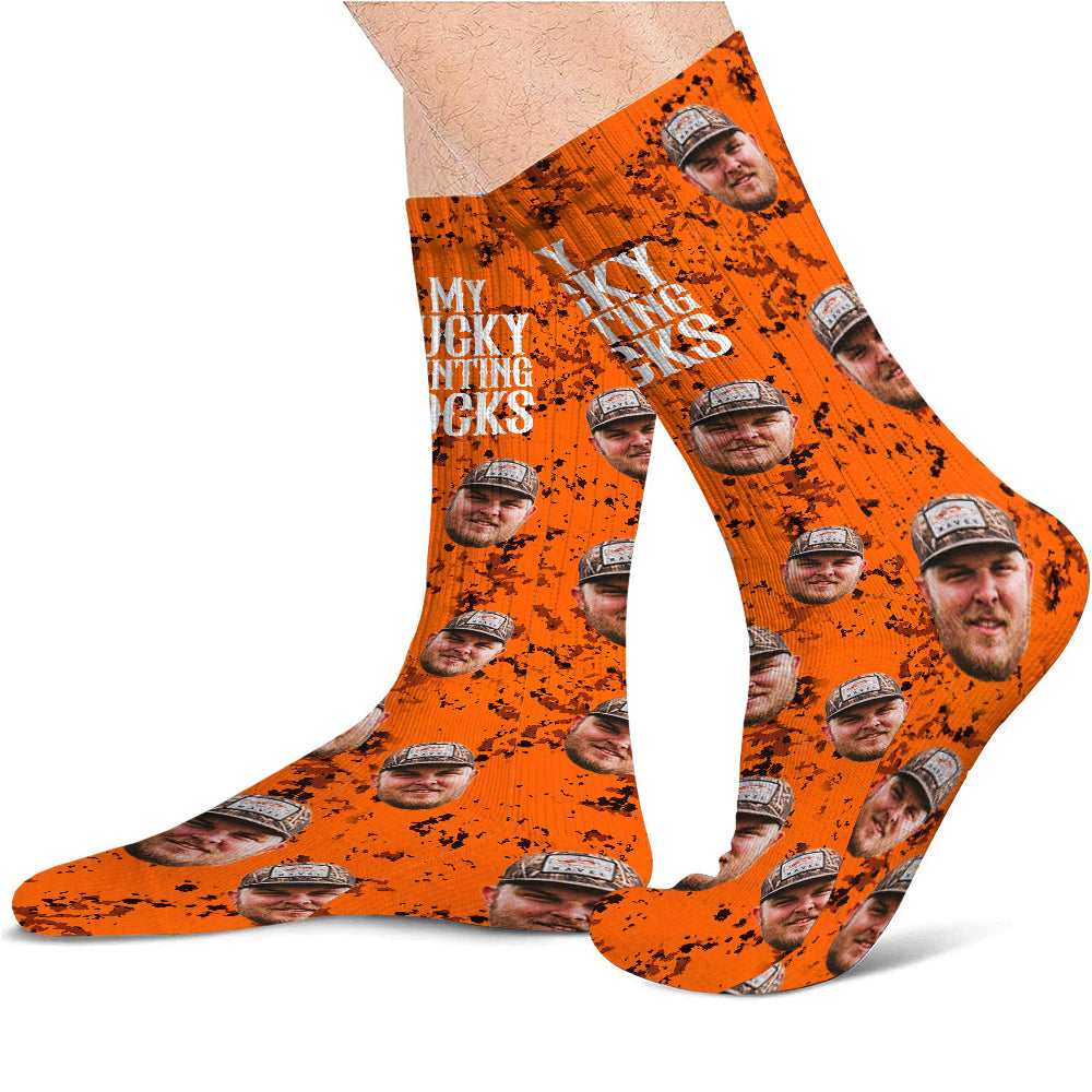 Lucky Hunting Socks Orange - Personalized Hunting Socks