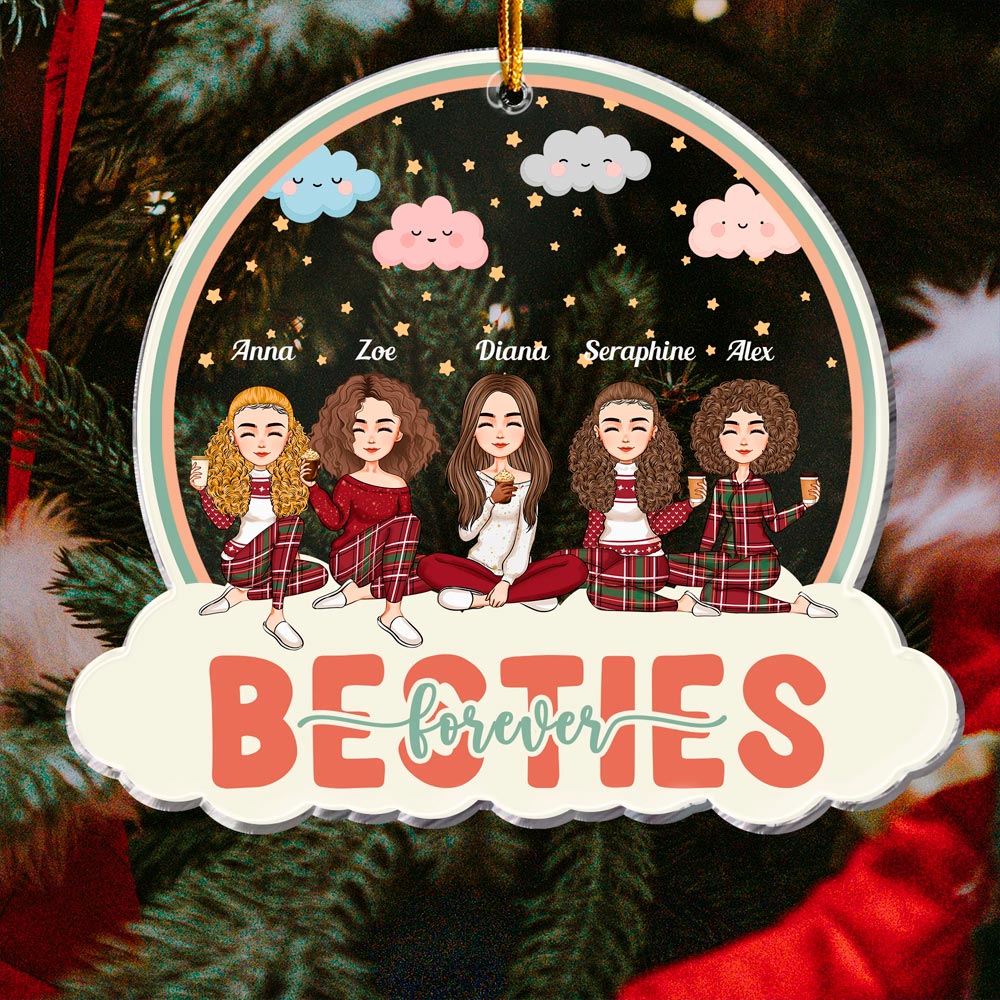 Always Besties On The Cloud - Personalized Transparent Ornament