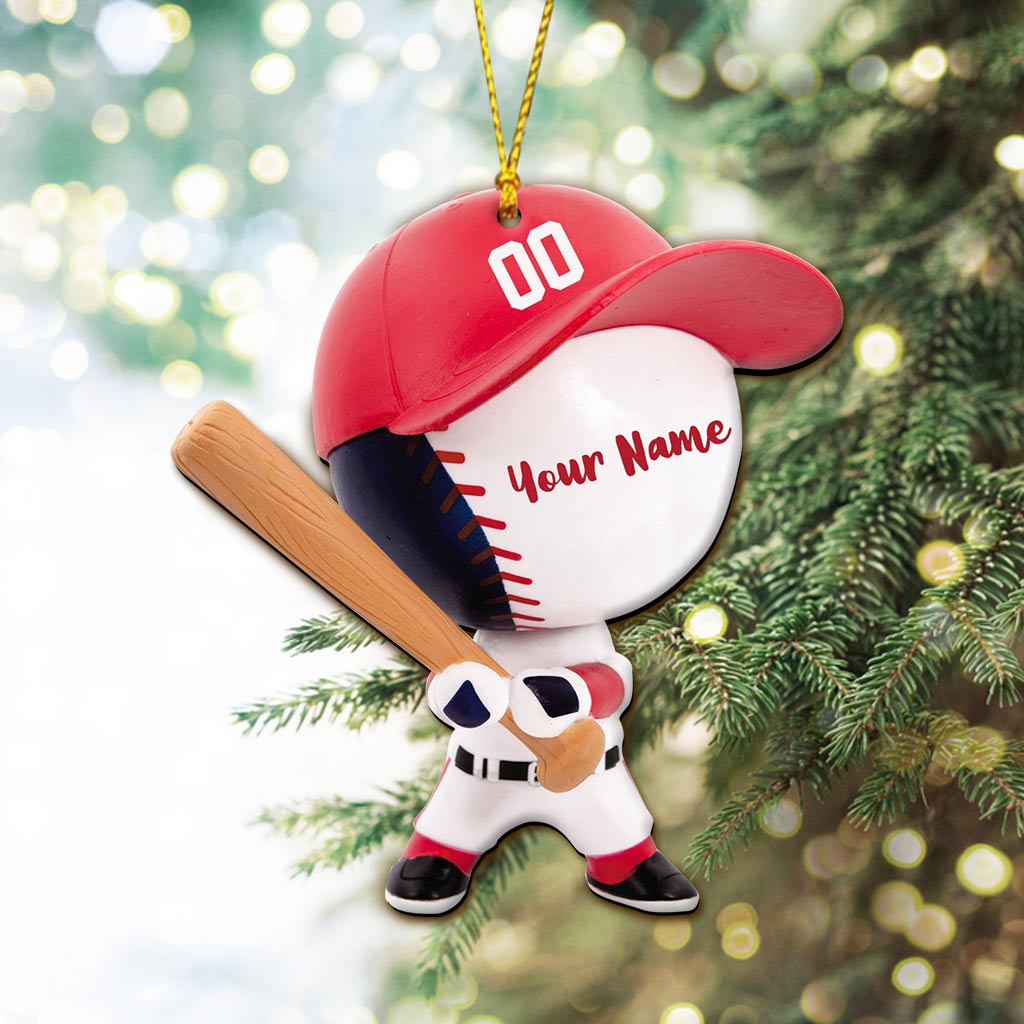 Baseball Figure - Personalized Christmas Baseball Ornament (Printed On Both Sides)