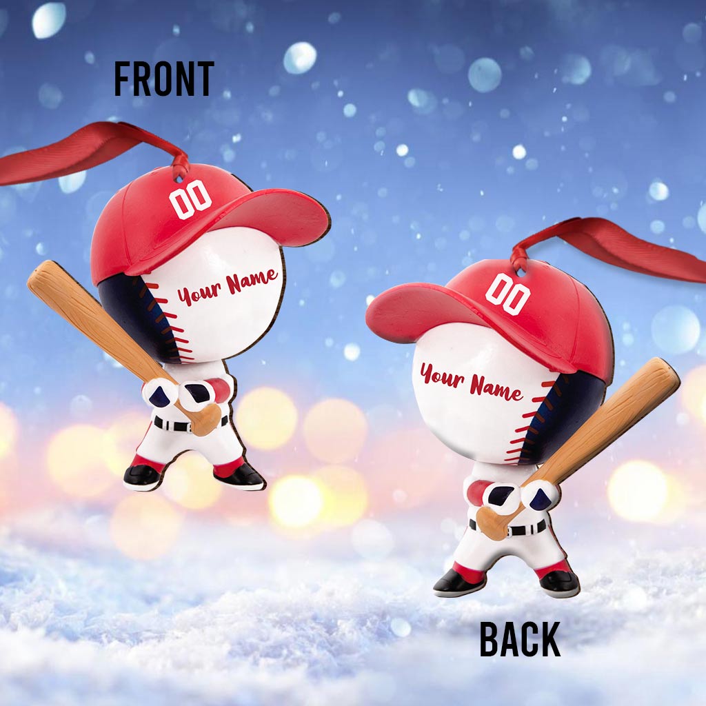 Baseball Figure - Personalized Christmas Baseball Ornament (Printed On Both Sides)