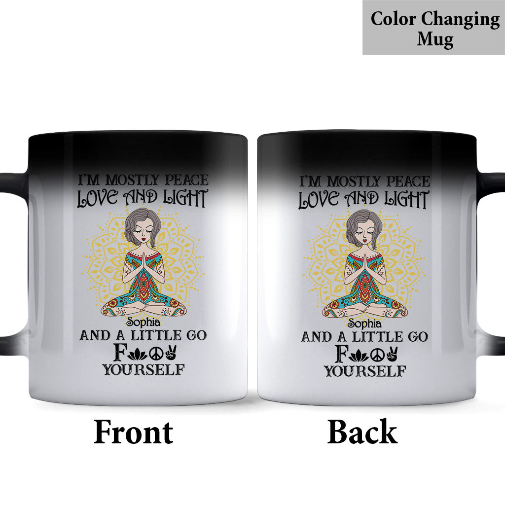 I'm Mostly Peace Love And Light - Personalized Yoga Mug