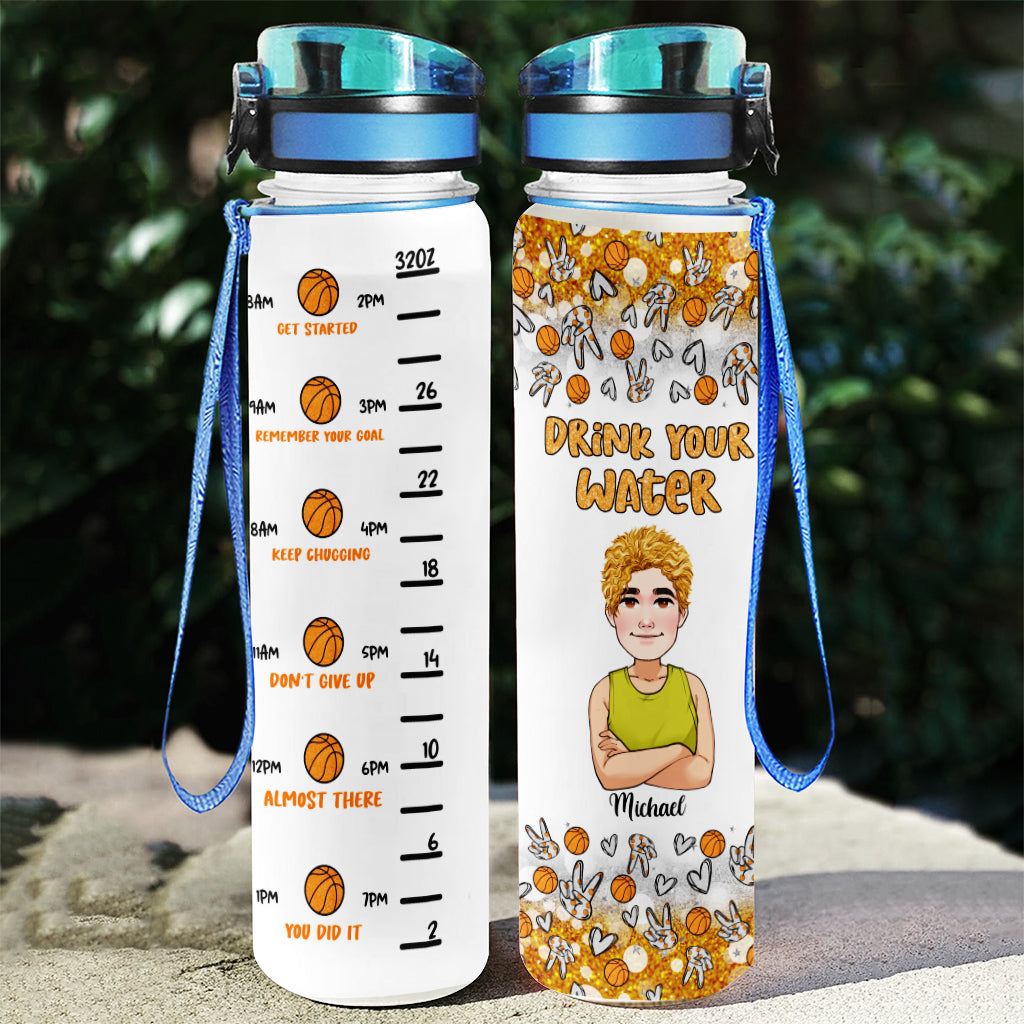 Drink Your Water - Personalized Basketball Water Tracker Bottle