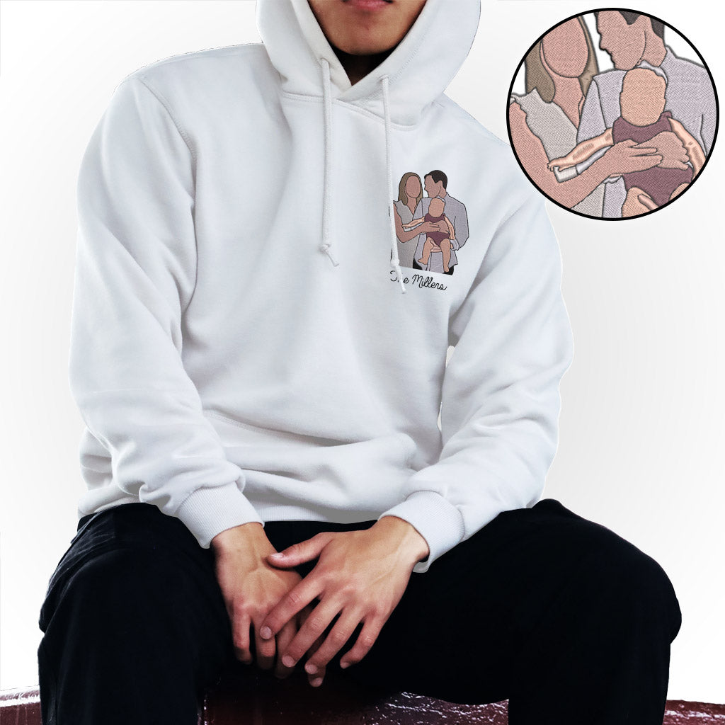 Custom 2D Photo - Personalized Family Embroidered Hoodie