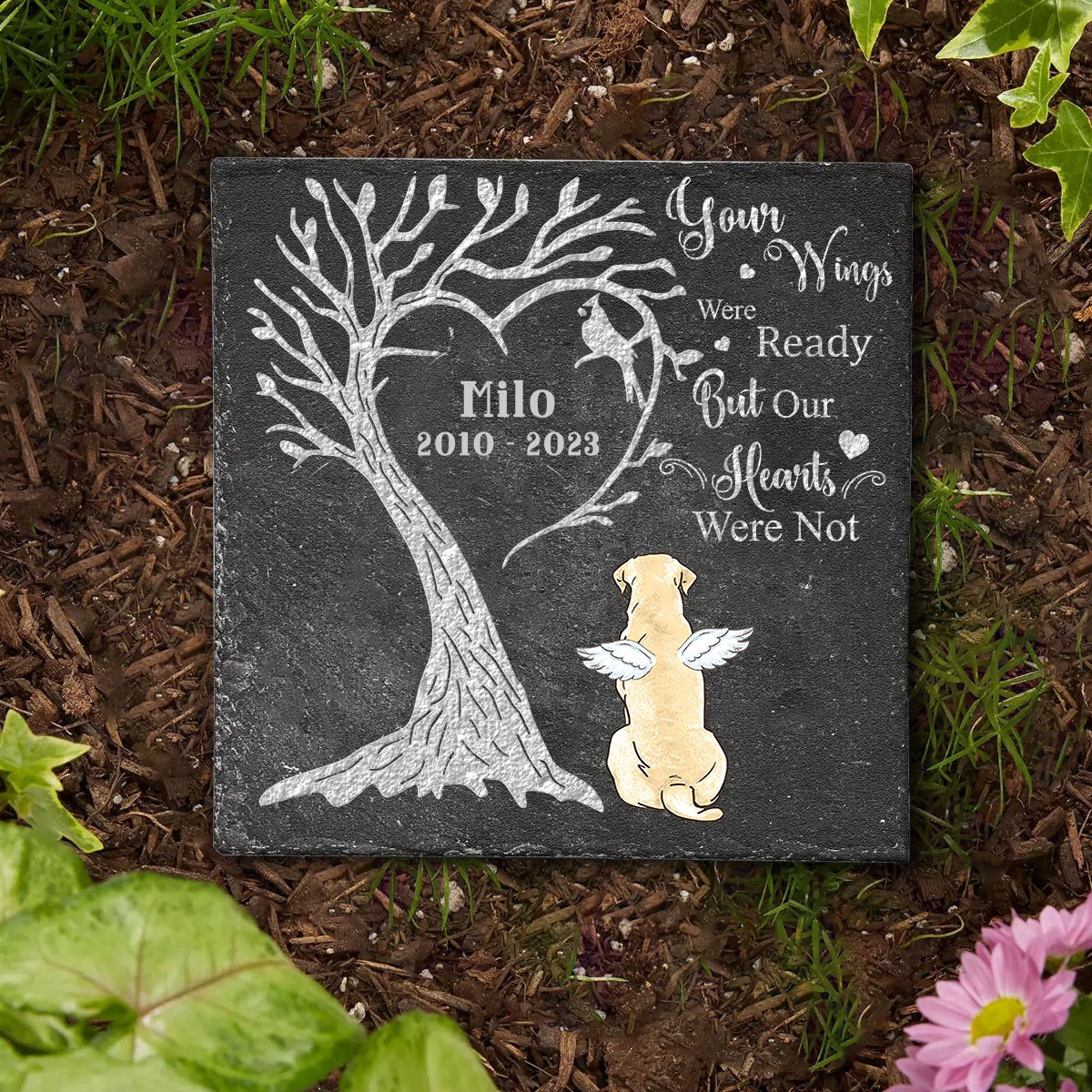 Your Wings Were Ready - Personalized Dog Square Shaped Stone