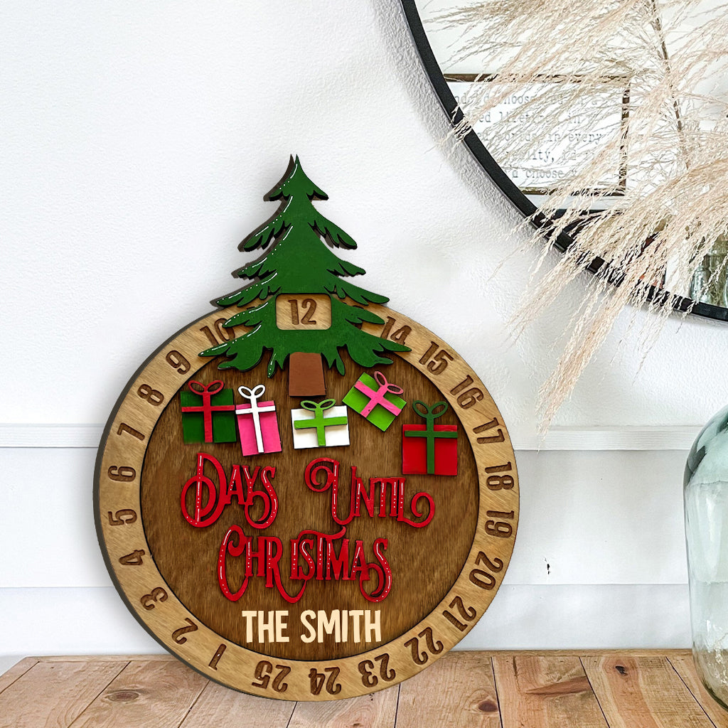 Days Until Christmas - Personalized Family Christmas Countdown Wood Sign 1