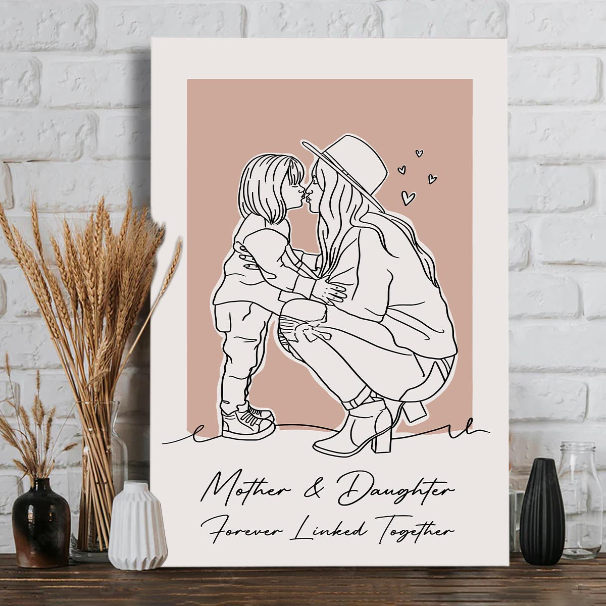 Custom Lineart Portrait - Personalized Mother Canvas And Poster