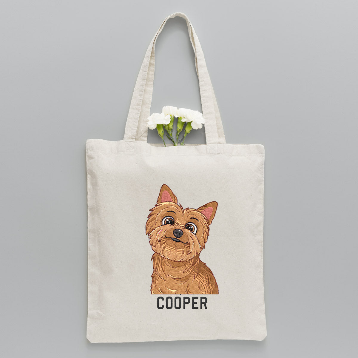 Custom 2D Photo - Personalized Dog Embroidered Tote Bag